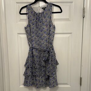 Express Blue and White Floral Mini Dress
